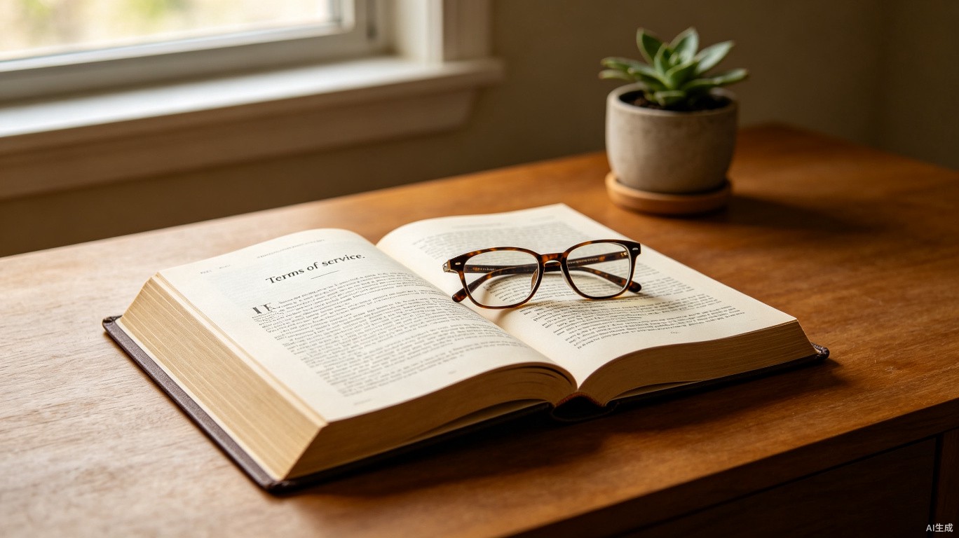 An open book of terms under warm light